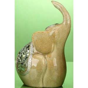  Trunks Up Sand Elephant Crushed Glass Figurine Accessory 
