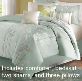 Madison Park Athena 7 Piece Jacquard Comforter Set   Soft Sea Mist 