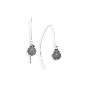  8mm Labradorite Bead Long Wire Earrings: Jewelry