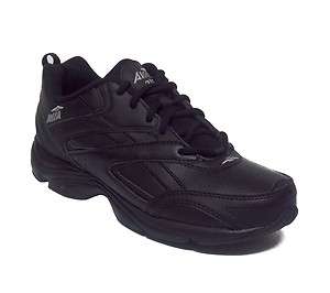   BS Womens Black Leather Comfort Athletic Cross Training Sneaker  