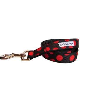 Bark Boutique 1 Dog Leash, 5 Length, Black/Red Polka 
