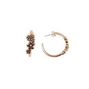  Barse Bronze Floral Hoop Earrings Jewelry