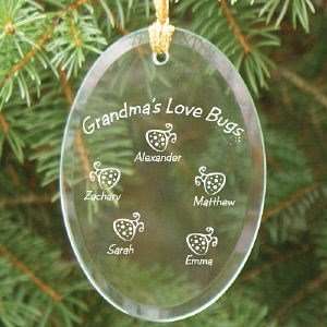  Personalized Love Bugs Glass Oval Ornament: Home & Kitchen