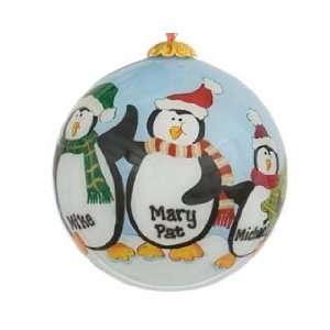  Personalized Penguin Family   3 Christmas Ornament: Home 