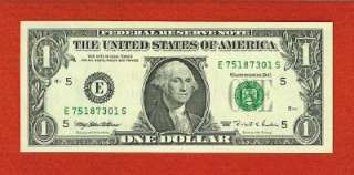 US CURRENCY 1995 $1 FRN Old Paper Money GEM UNCIRC.  