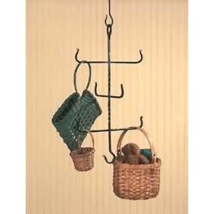  Baskets Black Wrought Iron, Basket Hanger