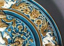 Finest Quality Antique Austrian Majolica Plate w/ Cherubs & Angels c 