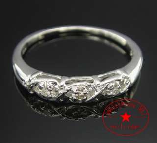 TOP GRADE 3 STONE NATURAL DIAMOND RING BAND SILVER WRAPPED IN WHITE 