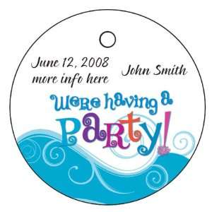 Baby Keepsake: Party Wave Design Circle Shaped Personalized Thank You 
