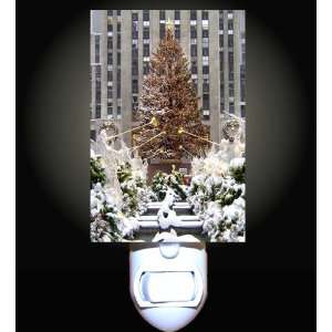 New York City Rockerfeller Center Christmas Tree Decorative Night 