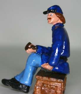 Civil War Union seated Toy Soldier with pipe 54mm  