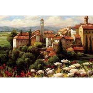 Lazzara: 36W by 24H : Village Bell Tower CANVAS Edge #3: 3/4 image 