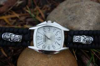 The ULTIMATE Paracord Survival Watch in Black & Silver  