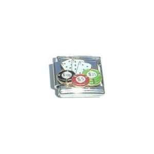   Charming Poker Chips and Cards Italian Charm Bracelet Link Jewelry