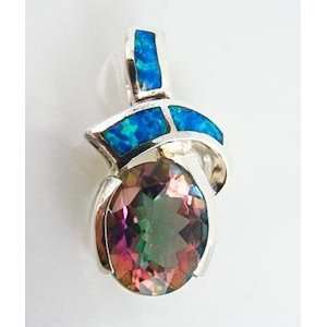  Mystic Topaz Lab Opal .925 Silver Womens Pendant Jewelry