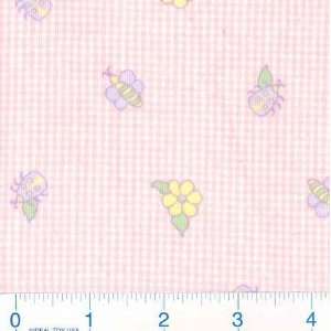  60 Wide Interlock Knit Print Bees & Buds Pink Fabric By 