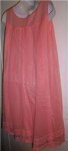 Vintage Baby Doll SHADOWLINE Nylon Coral Pink Night Gown Medium  