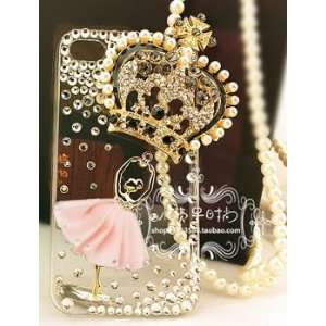  3d Bling Crystal imperial crown and ballet girl case for iphone 