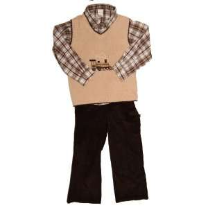   , Formal Outfit, Beige Train Sweater, Plaid Brown Shirt, Cordry Pants