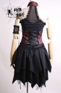 Black and Red halter corset dress gothic punk REGULAR sizes S M L 