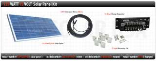 125 WATT 12 VOLT REGULAR SOLAR PANEL KIT   Solar Panel + Mount+ Wires 