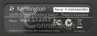 NEW Kensington SD100 Notebook Ethernet USB Hub Docking Station 
