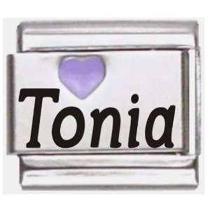  Tonia Purple Heart Laser Name Italian Charm Link Jewelry