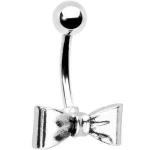  Silver Tone Bow Belly Ring: Jewelry