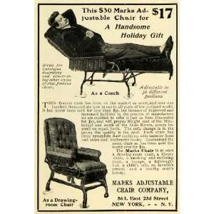  1902 Ad Marks Adjustable Drawing Room Chair Couch 