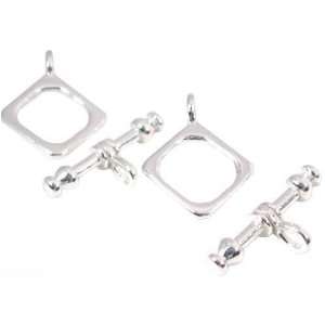  2 Sterling Silver Toggle Clasps Square Bracelet Parts 