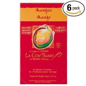Four O Clock La Cour Tisane Tea, Mango, 1.02 Ounce Boxes (Pack of 6 