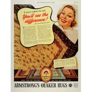   Quaker Rug Girl Carpet Linoleum   Original Print Ad