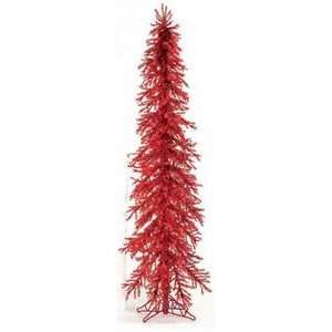 5 Red Tinsel Ultra Thin Accent Christmas Tree