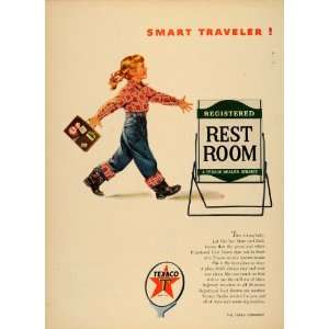  1954 Ad Texaco Gas Station Smart Traveler Rest Room 