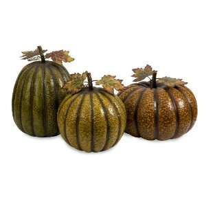  Happy Harvest Metal Pumpkins   Set of 3