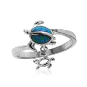   Baby Turtle Silver Blue Opal Ring: Honolulu Jewelry Company: Jewelry