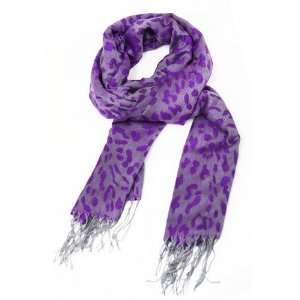   Purple Leopard Print Water Mark Design Pashmina Scarf: Everything Else