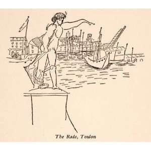  1935 Lithograph Janice Biala Rade Toulon France Harbor 