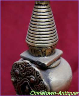 Tibetan Copper Vajra Dorje Religious Artifact Buddhist Dagoba Stupa 