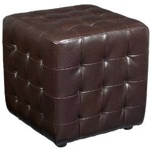  Dimple Brown Leather Ottoman