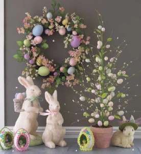   inch Floral and Easter Egg flowers and berry Wreath VT W3202071  