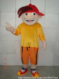 LAUGHING BOY WITH HAT ADULT SIZE CARTOON MASCOT COSTUME  
