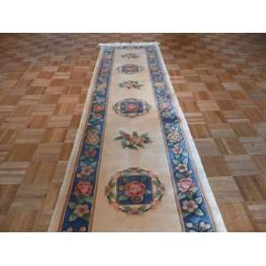  10 FT RUNNER HAND KNOTTED ORIENTAL RUG CHINESE AUBUSSON 