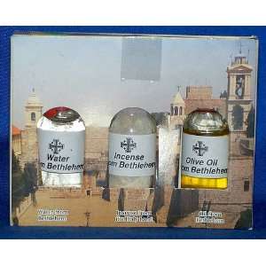  Set of Holy Water, Incense and Olive Oil bottles 