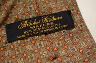 BROOKS BROTHERS TIE, superb light brown pattern   SILK + COTTON BLEND 
