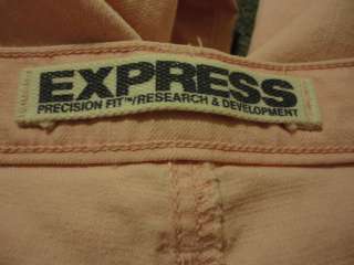 EXPRESS Low Rise Straight Leg Cuffable Pink Stretch Jeans sz 4  