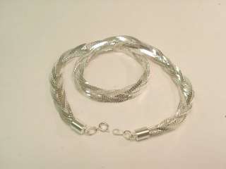 SILVER TONE braided chain link NECKLACE #B 1  