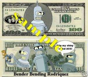 FUTURAMA BENDER $100 NOVELTY BILL / BANKNOTE  