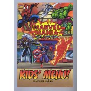  Marvel Mania Original Restaurant Kids Menu 1997 Complete 