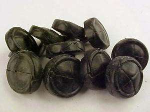 Vtg 10 BLACK WOVEN LEATHER COVERED TINY BUTTONS  